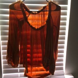 Mustard off the shoulder shirt